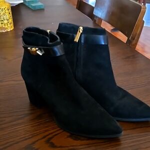 Michael Kors Black Ankle Boots with Gold Accents